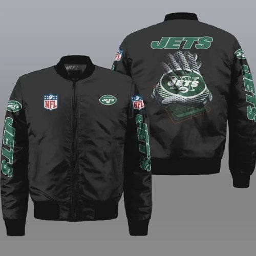 New York Jets Logo Bomber Jacket – Black