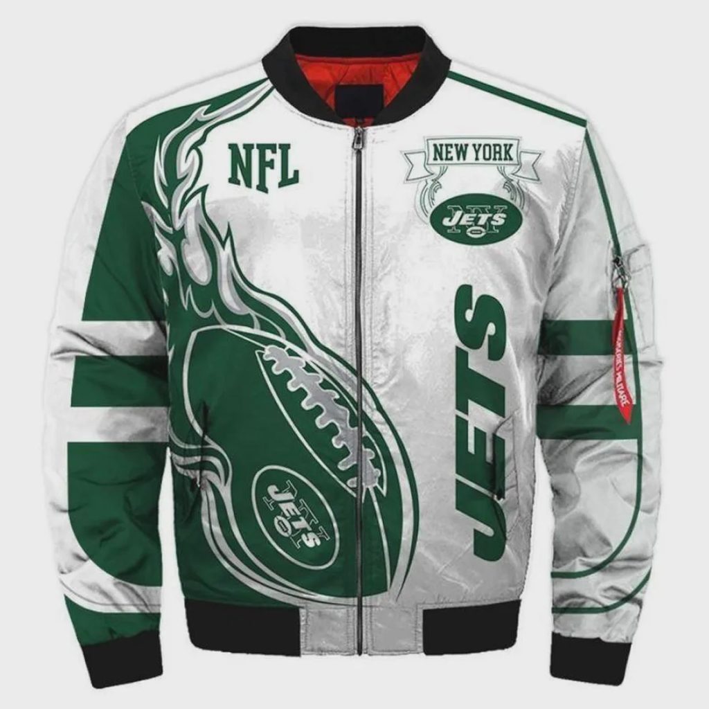 New York Jets Logo Bomber Jacket – Green And White