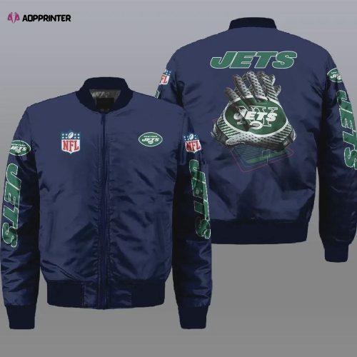 New York Jets Players Pattern Bomber Jacket – Black And Green