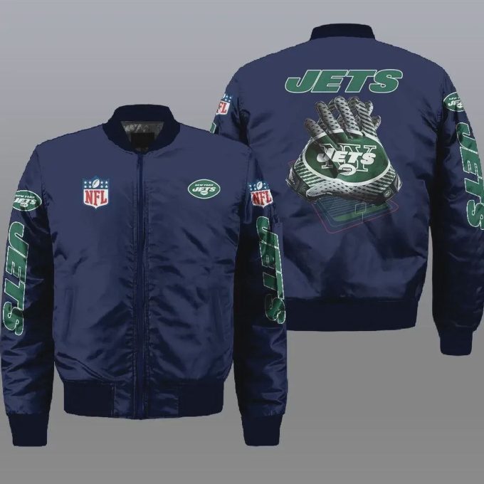 New York Jets Logo Bomber Jacket – Navy Blue