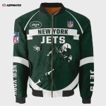 New York Jets Player Running Pattern Bomber Jacket – Dark Green