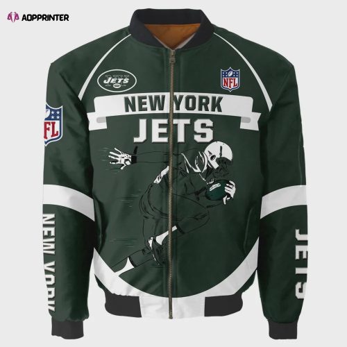 New York Jets Logo Bomber Jacket – Black