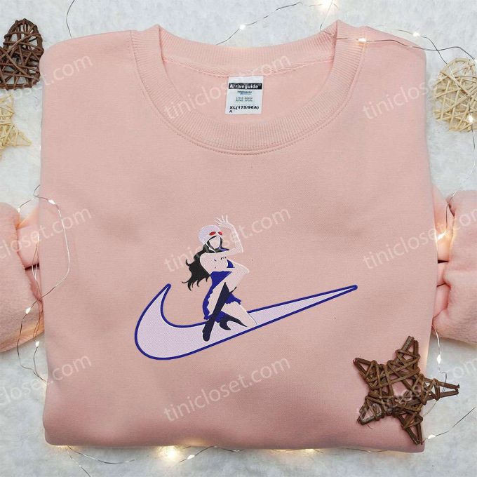 Nico Robin x Nike Swoosh Anime Embroidered Hoodie & Shirts: One Piece & Nike Inspired Designs