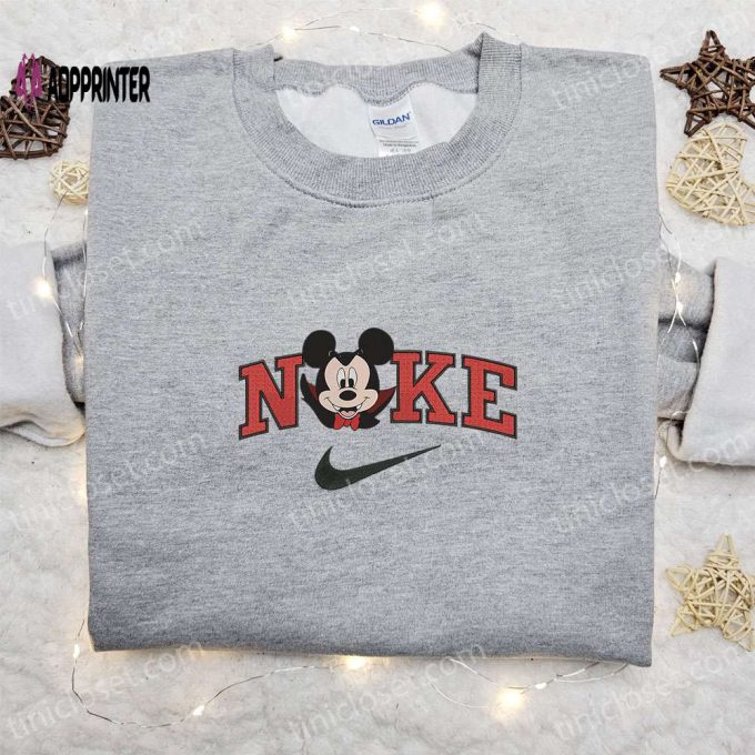 Nike Halloween x Mickey Head Dracula Laughing Sweatshirt: Best Disney Characters Embroidered Shirt Perfect Halloween Gift