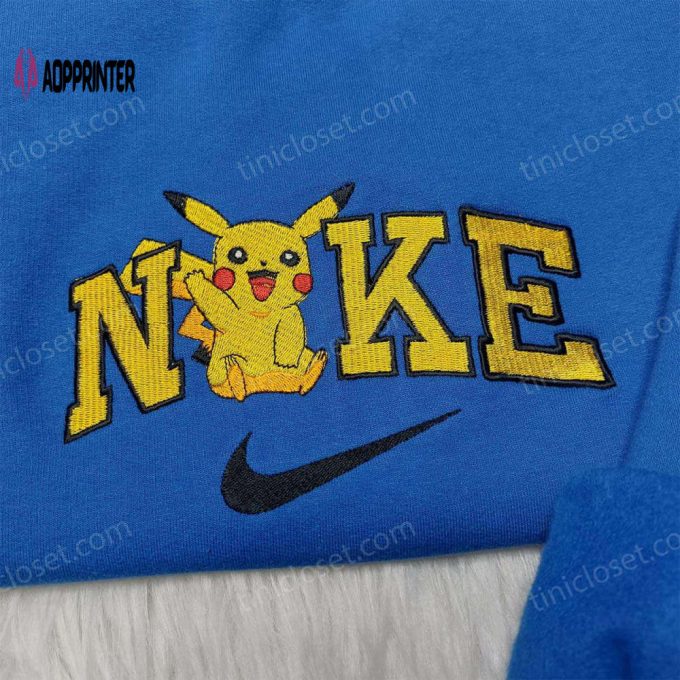 Anime Embroidered Nike Pikachu Shirt Hoodie & Sweatshirt: Custom Pokemon Apparel