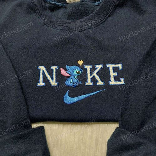 Custom Nike Stitch Love Embroidered Sweatshirt – Lilo and Stitch Hoodie with Logo