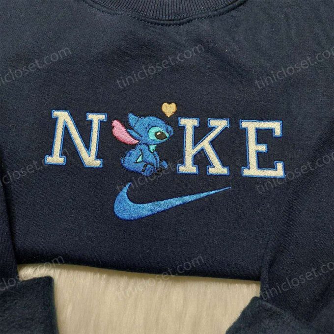 Custom Nike Stitch Love Embroidered Sweatshirt – Lilo and Stitch Hoodie with Logo