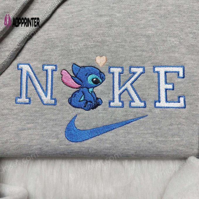 Custom Nike Stitch Love Embroidered Sweatshirt – Lilo and Stitch Hoodie with Logo