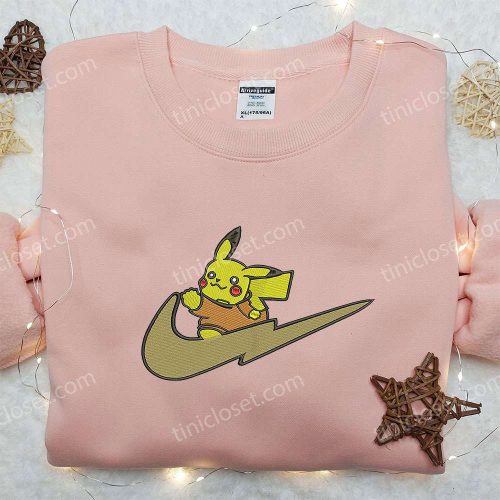 Pikachu Embroidered Sweatshirt: Nike Swoosh x Pokemon Inspired Shirt