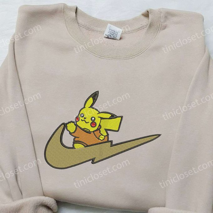 Pikachu Embroidered Sweatshirt: Nike Swoosh x Pokemon Inspired Shirt