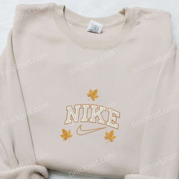 Fall in Love with Nike x Autumn Leaves Embroidered Sweatshirt – Custom Hoodie Perfect Family Gift