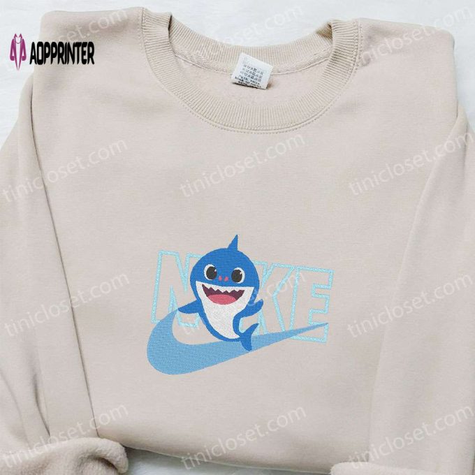 Nike x Baby Shark Embroidered Sweatshirt: Custom Hoodie Perfect Family Gifts