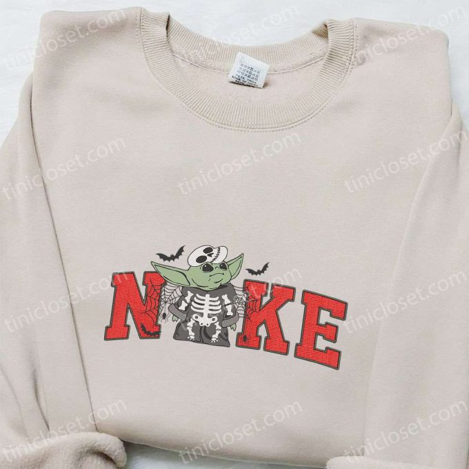 Nike x Baby Yoda Skeleton Embroidered Sweatshirt: Spooky Halloween Shirt & Best Gift Idea