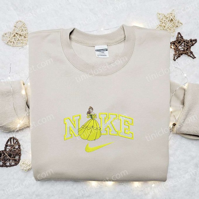 Nike x Belle Princess Beauty and the Beast Embroidered Hoodie – Disney Sweatshirt Nike Inspired Shirt