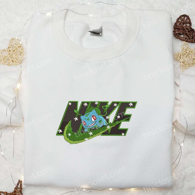 Nike x Bulbasaur Pokemon Embroidered Sweatshirt Hoodie & T-shirt: Anime-Inspired Apparel Collection