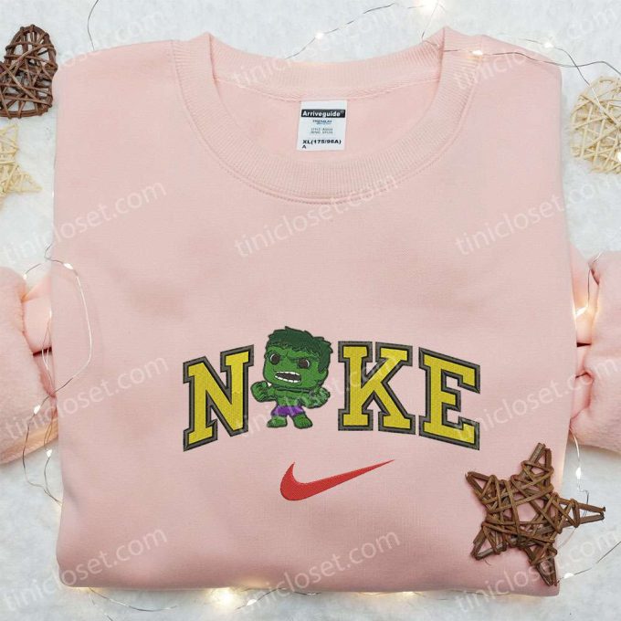 Nike x Chibi Hulk Embroidered Shirt: Marvel Comics T-shirt Perfect Family Gift