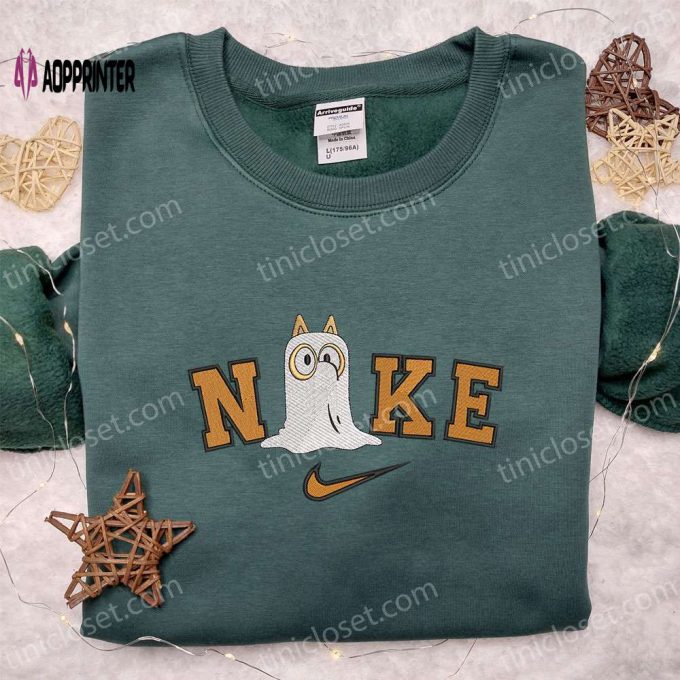 Nike x Chilli Heeler Bluey Ghost Embroidered Shirt – Cartoon & Adorable Halloween Tee