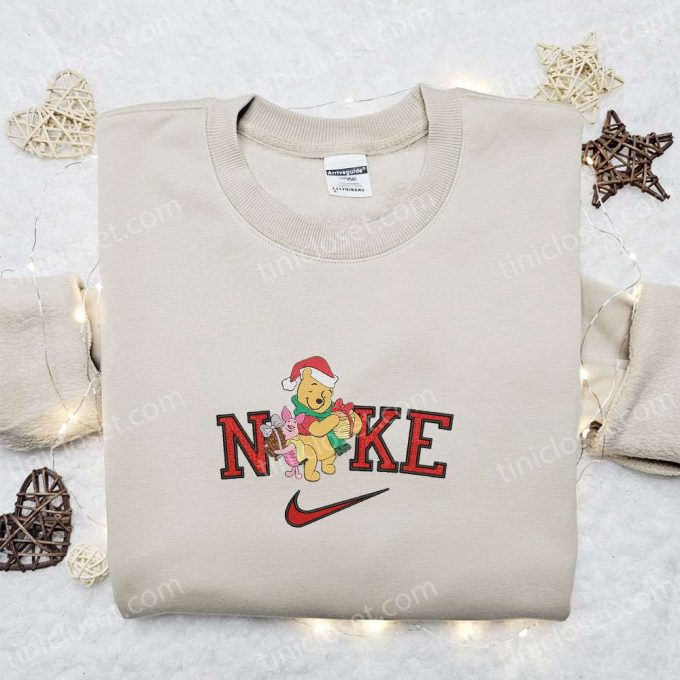 Nike x Christmas Pooh and Piglet Embroidered Hoodie – Disney Characters Sweatshirt & Nike-Inspired Shirt