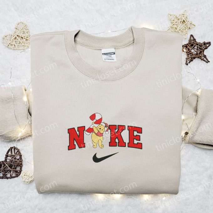 Nike x Christmas Pooh Embroidered Hoodie & Disney Characters Sweatshirt with Nike Inspiration