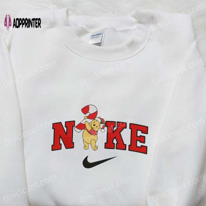 Nike x Christmas Pooh Embroidered Hoodie & Disney Characters Sweatshirt with Nike Inspiration