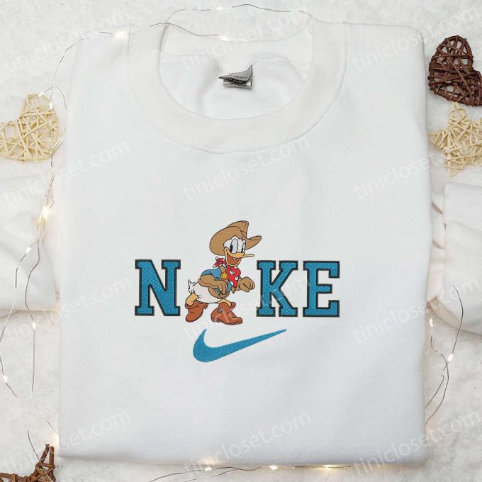 Nike x Donald Duck Cowboy Embroidered Sweatshirt Walt Disney Characters Shirt – Best Halloween Gift Ideas