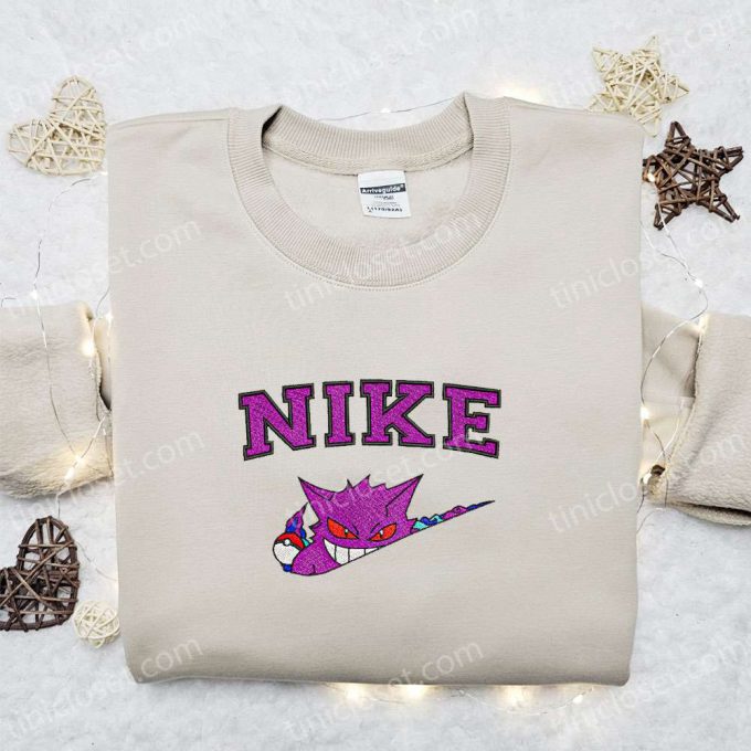 Nike x Gengar Anime Embroidered Sweatshirt & Pokemon Shirt: Perfect Family Gift Ideas