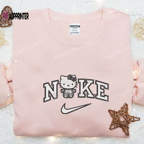 Nike x Hello Kitty Pink Candy Cane Shirt & Hoodie: Cartoon Embroidery for Christmas Gift Ideas