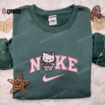 Nike x Hello Kitty Pink Candy Cane Shirt & Hoodie: Cartoon Embroidery for Christmas Gift Ideas