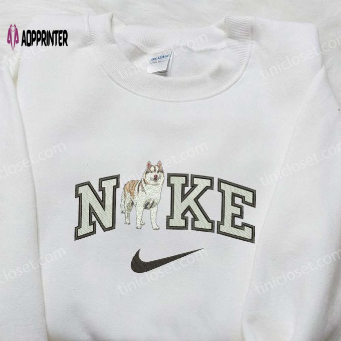 Nike x Husky Dog Embroidered Shirt: Animal & Custom Nike Embroidery