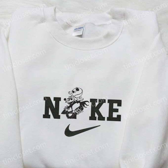 Nike x Jack Skellington Embroidered Hoodie & Sweatshirt: Nightmare Before Christmas Collection Custom Nike T-shirt