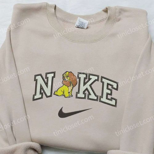 Custom Nike x Lady Dog Embroidered Shirt: Lady and the Tramp Cartoon Design