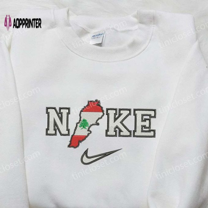 Custom Nike x Lebanon Map Embroidered Shirt: National Day Gift Ideas