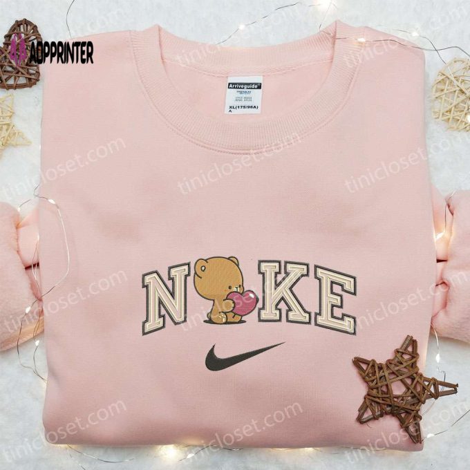 Nike x Mocha Bear Love Embroidered Sweatshirt – Milk and Mocha Cartoon Shirt Perfect Valentine Gift