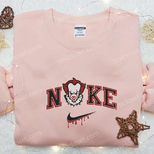 Nike x Pennywise Embroidered Sweatshirt: IT Movie Shirt Best Halloween Gift Idea