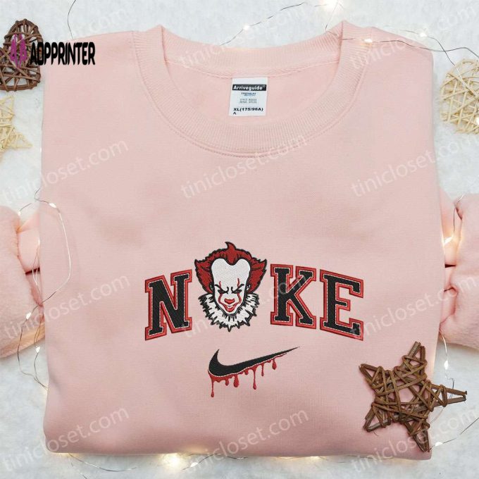 Nike x Pennywise Embroidered Sweatshirt: IT Movie Shirt Best Halloween Gift Idea