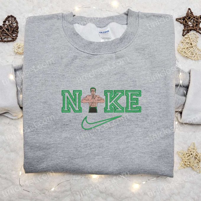 Nike x Roronoa Zoro Anime Sweatshirt: One Piece Embroidered Shirt Perfect Family Birthday Gift