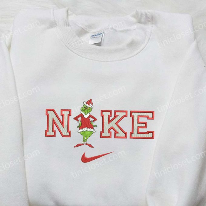 Nike x Santa Claus Grinch Embroidered Shirt – Best Christmas Gift for Grinch Fans