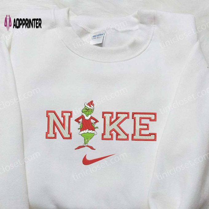 Nike x Santa Claus Grinch Embroidered Shirt – Best Christmas Gift for Grinch Fans