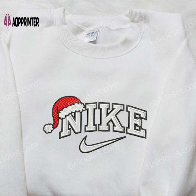 Nike x Santa Hat Embroidered Shirt: Festive Christmas Gift for Family