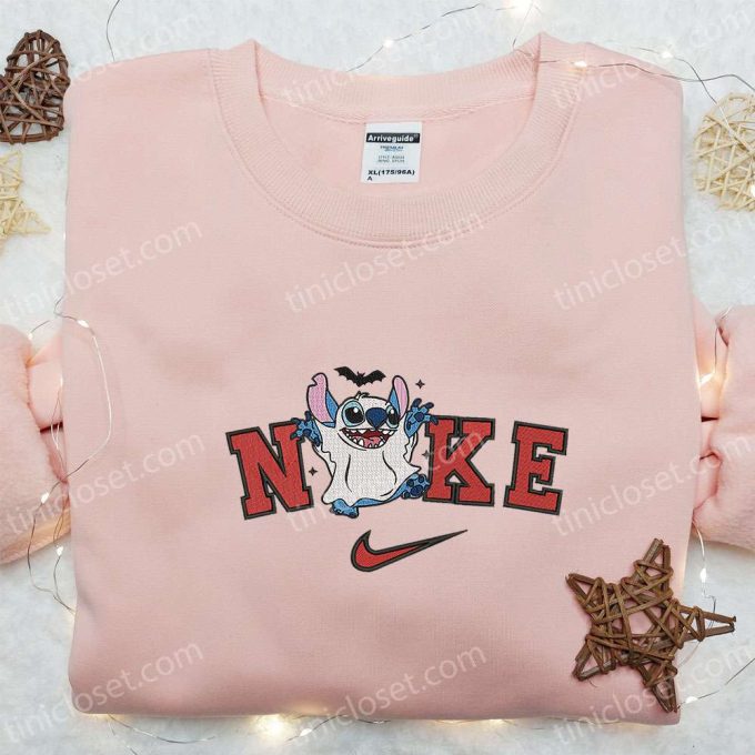 Nike x Stitch Cute Ghost Embroidered Shirt – Halloween Sweatshirt Disney Characters T-shirt