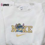 Nike x Stitch Flower Crown Embroidered Sweatshirt – Unique Lilo and Stitch Hoodie Perfect Birthday Gift