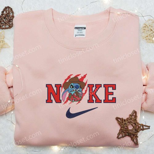 Nike x Stitch Freddy Krueger Embroidered Shirt – Funny Halloween & Nike Inspired Design