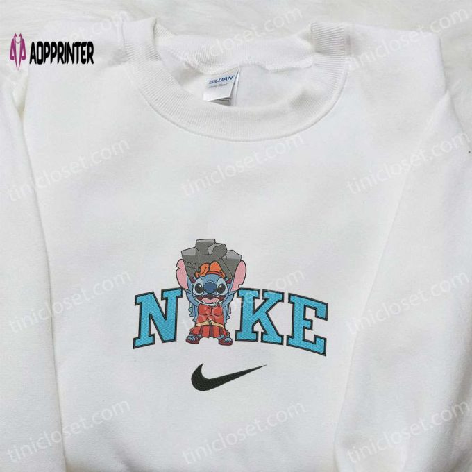 Custom Nike x Stitch Hercules Embroidered Shirt – Cute Halloween Design