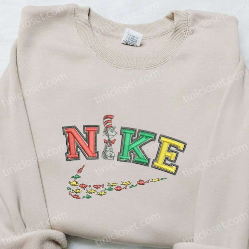 Nike x The Cat in the Hat Embroidered Shirt & Cartoon Hoodie – Custom Nike T-shirt