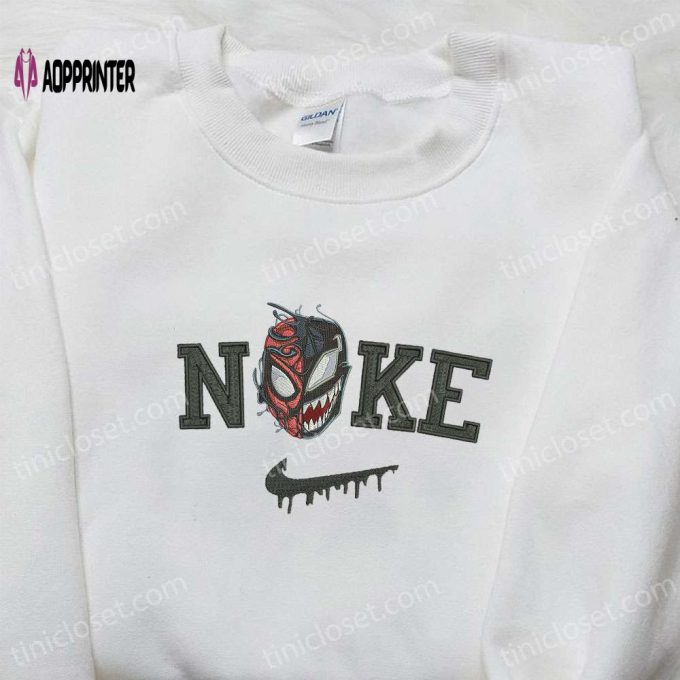 Nike x Venom Embroidered Shirt & Spooky Halloween Sweatshirt – Unique Nike Inspired Embroidered Hoodie