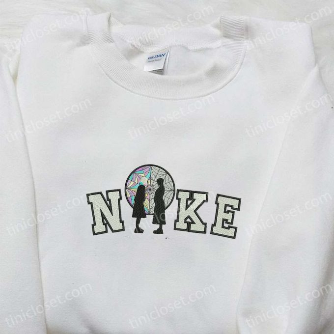 Nike x Wednesday Embroidered Sweatshirt: Cool Halloween Hoodie – Perfect Gift for Halloween Lovers