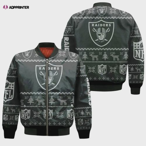 Oakland Raiders Logo Pattern Bomber Jacket