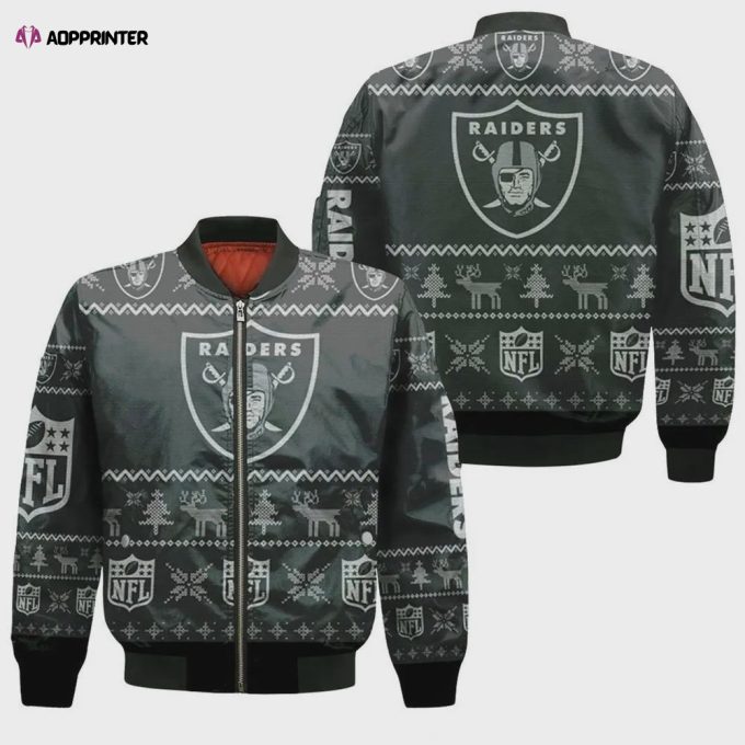 Oakland Raiders Christmas Pattern Bomber Jacket