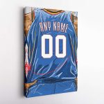 Oklahoma City Thunder Jersey Personalized Jersey NBA Custom Name and Number Canvas Wall Art Home Decor Framed Poster Man Cave Gift