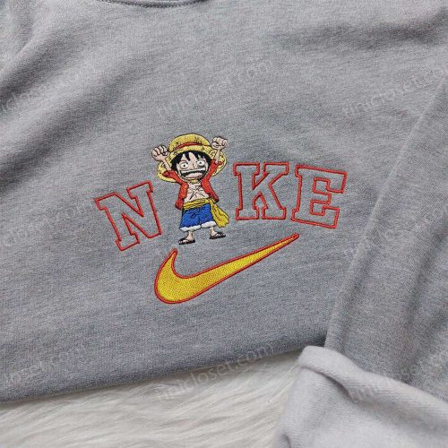 Exclusive One Piece Luffy Nike Shirt & Anime Hoodie with Embroidered Sweatshirt